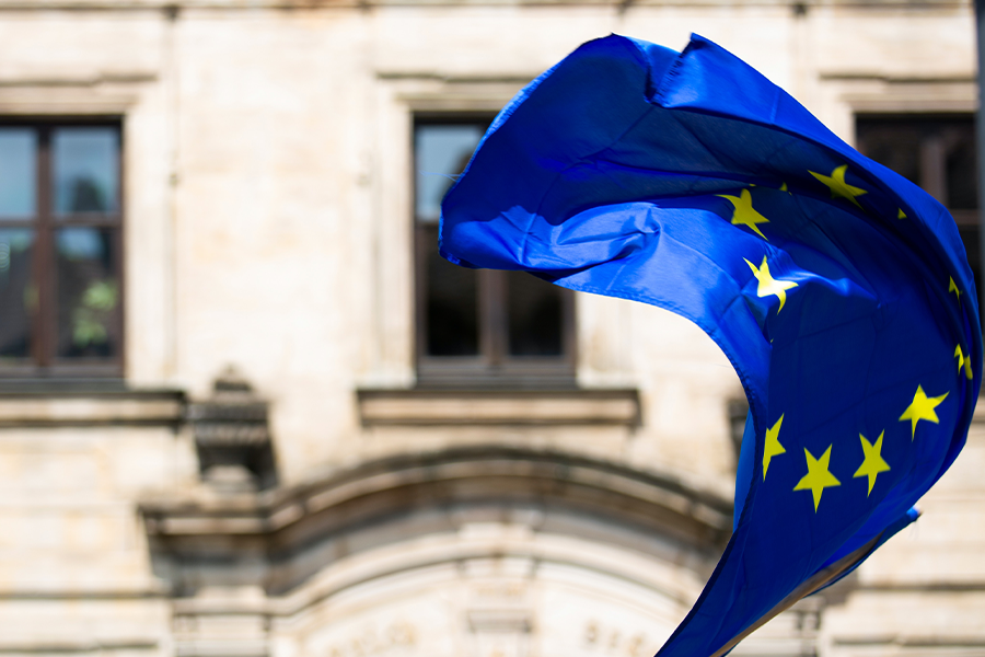 EU flag flying in wind